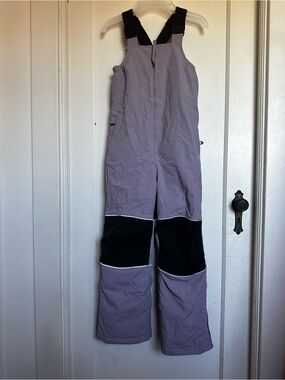 Kids Lavender Ski Bib Pants with Black Knee Panels